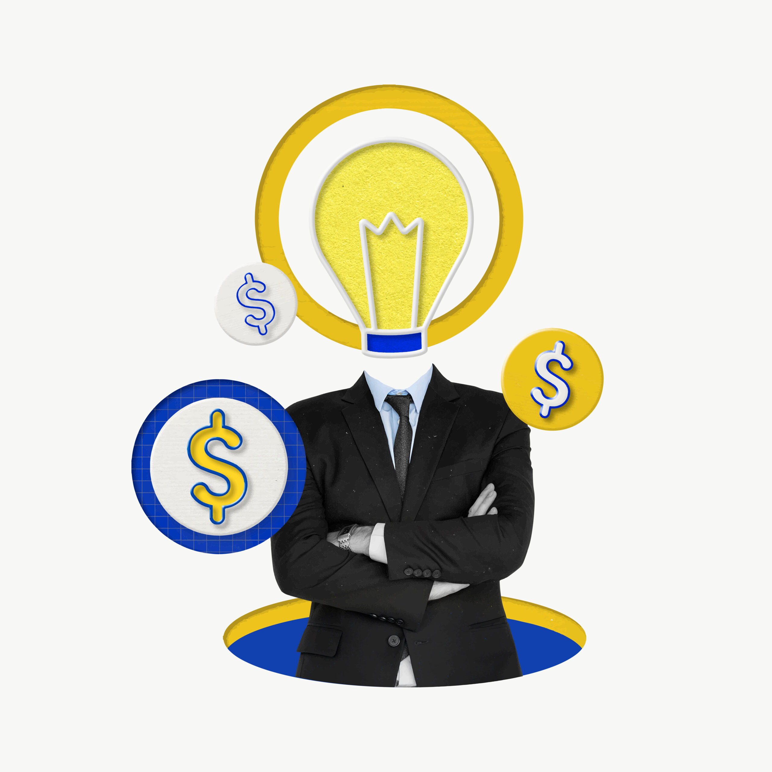 Creative businessman vector with light bulb for growth marketing